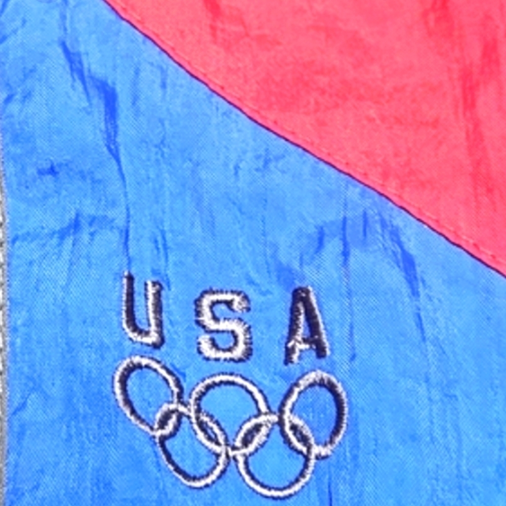 Red and Blue Windbreaker Jacket with Retro Design